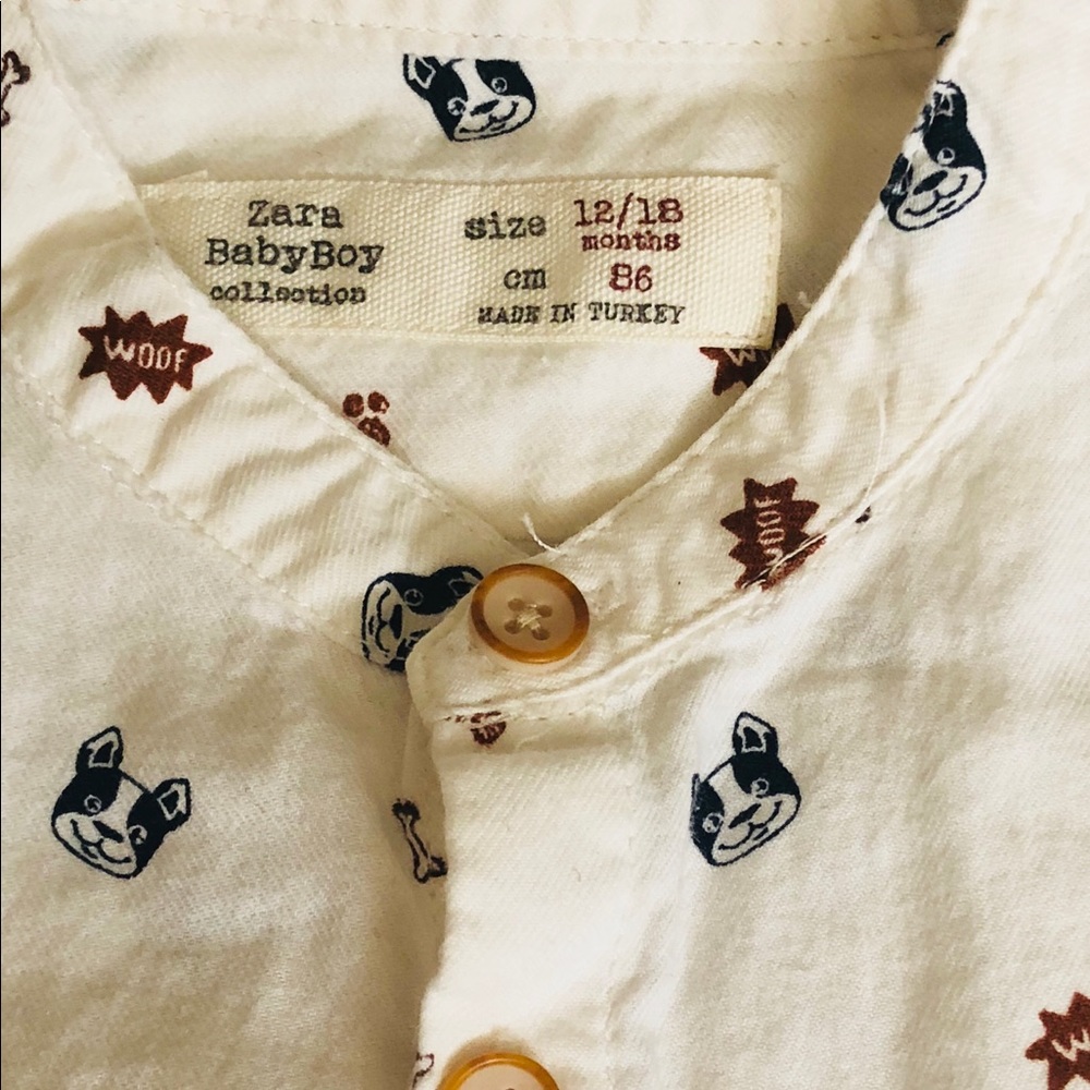 Zara Baby Boy Collection Boston Terrier button up